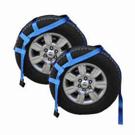 Lot de 2 sangles d'arrimage pour panier de remorquage de véhicule avec crochets plats Bleu Taille XL