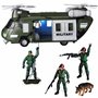 JOYIN Véhicules Militaires Ensemble de Jouets d'Hélicoptère de Transport à Friction avec Sirène Lumineuse et Sonore, et Soldat A