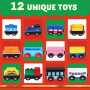 JOYIN Calendrier de l'Avent de Noël 2023, compte à rebours de 12 jours avec 12 wagons de train en bois, ensembles de trains magn