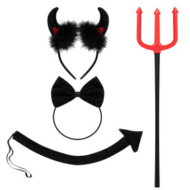 Spooktacular Creations Lot de 4 costumes de diable d'Halloween avec serre-tête en corne de diable noir