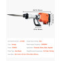 VEVOR Marteau de Démolition 2200 W Marteau-Piqueur 66 J 1350 BPM Marteau Perforateur avec 4 Burins Remplaçables Poignée Rotative
