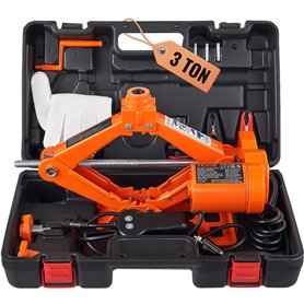 VEVOR Cric Losange 3 T 12 V DC Cric Électrique à Ciseaux Levée 130-370 mm 170-420 mm Cric de Levage Auto avec Manivelle Coffret