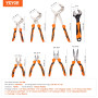 VEVOR 8PCS Jeu de Pinces Pince Multiprise 205/225/310 mm avec Pince pour Joints Coulissants Pince à Bel Long Pince Coupante Diag