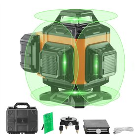 VEVOR Niveau Laser 30 m Niveau Laser 360° x 4 16 Lignes Croisées Verte Mode Autonivelant Manuel Longueur d'Onde Laser 520 nm ± 1