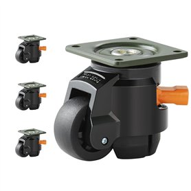 VEVOR Roulettes Pivotantes pour Meubles Lot de 4 Roulettes de Nivellement Capacité de Charge Totale de 500 kg Diamètre 50