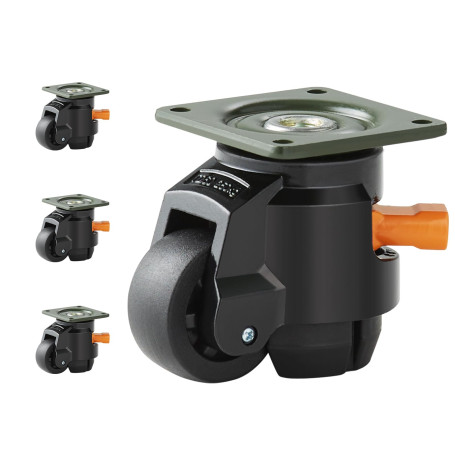 VEVOR Roulettes Pivotantes pour Meubles Lot de 4 Roulettes de Nivellement Capacité de Charge Totale de 500 kg Diamètre 50