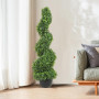 VEVOR Buis Topiaire Artificiel 91 cm Buis Artificiel Extérieur en Spirale 2 Fausses Plantes en PE 10 Feuilles Remplaçables avec 