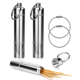 OOTSR Porte Cure-Dents Support Poche Boîte à Pilules Pilulier avec Porte-Clés Alliage D'aluminium Portable Imperméable étanche p
