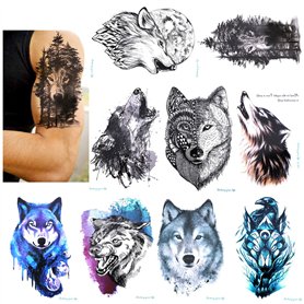 Konsait Loup tatouages temporaires pour femme homme