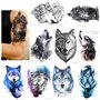 Konsait Loup tatouages temporaires pour femme homme