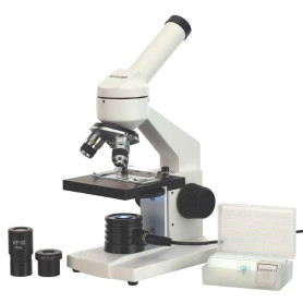 AmScope 40X-1000X Microscope à composés biologiques avec Diapositives préparées et Vierges pour étudiants et Enfants
