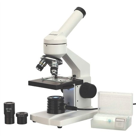 AmScope 40X-1000X Microscope à composés biologiques avec Diapositives préparées et Vierges pour étudiants et Enfants