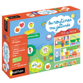 Nathan - Les Routines de Ma Journée - Calendrier pour Organiser Ses Journées - Grand Tableau Magnétique Educatif avec 87 Magnets