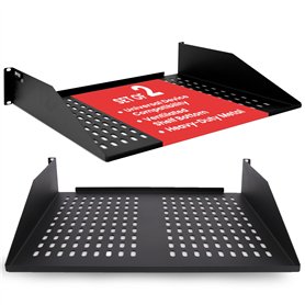 Pyle Pack de 2 étagères pour Rack de Serveur 48.26 cm 2U - Plateau de Montage en Rack pour Serveur