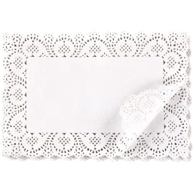 Napperons rectangulaires en dentelle en papier (paquet de 200)