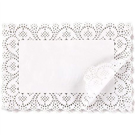 Napperons rectangulaires en dentelle en papier (paquet de 200)