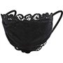 Geduochn Lot de 5 masques noirs en dentelle avec broderie florale avec boucles d'oreilles réglables et respirantes 2 couches pou