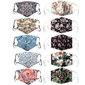 Lot de 10 masques de protection lavables et réutilisables avec un fil de nez
