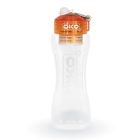 ÖKO Gourde filtrante orange 1 litre pour rendre saine l'eau non potable et ôter virus