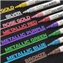 Kassa Lot de 8 marqueurs à craie liquide - Couleurs métalliques - Effaçables - Pour tableau noir et miroir - Double pointe réver