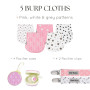 Dodo Babies Lot de 5 linges à rots pour bébé – Chiffons à rots en Mousseline Biologique Doux et absorbants – Comprend Un étui à 
