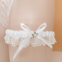 Carufin Bridal Wedding White Lace Porte-jarretelles avec nœud Strass Jambe Manches élastiques Jambe Bague Prom Dance Cosplay Par