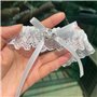 Carufin Bridal Wedding White Lace Porte-jarretelles avec nœud Strass Jambe Manches élastiques Jambe Bague Prom Dance Cosplay Par