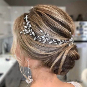 JUSTUSNX Coiffe de mariée en cristal argenté pour femme et fille