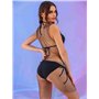 Formery Maillot de bain sexy en maille avec strass transparents pour la plage, sans manches, filet creux, robe et chaînes de cor