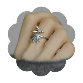 Inilbran Bague Punk Dragon Volant Bague Ouverte Dragon Vintage Bague Ouverte Dragon Argent Protecteur Bague Dragon Volant Bijoux