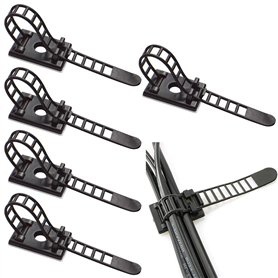 Fdolon 50 Pièces Sangles de Câble Auto-Adhésives Réglables Attaches de Câble en Nylon Organisateurs de Câbles Auto-Adhésifs Serr
