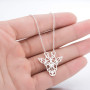 Chandler Collier ras du cou en acier inoxydable argenté avec pendentif géométrique creux en forme de girafe pour femme et fille,