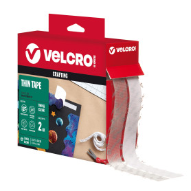 Velcro Marque Transparent Fin | Ruban Adhésif Auto-Agrippant | Découpable à la Longueur Souhaitée | Idéal pour la Salle de Class