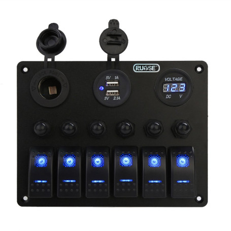Rupse 6 Gang Panneau de Interrupteur à Bascule 12V/24V Étanche IP65 Panneau de Commutateur pour Bateau Camion Voiture RV Marine