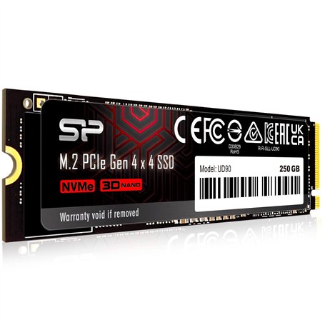 Silicon Power SP250GBP44UD90 NVMe 4.0 Gen4 PCIe M.2 SSD R/W jusqu'à 5 000/3 850 Mo/s (SP250GBP44UD9005) 250 Go