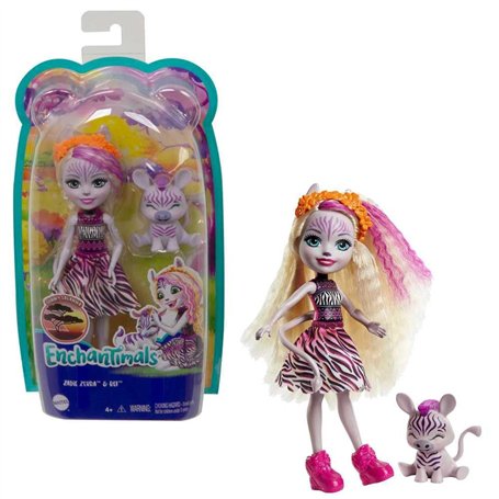 Enchantimals Savane Ensoleillée mini-poupée Zadie Zèbre et figurine animale Rayure