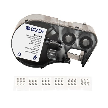 Brady Étiquettes repositionnables en tissu vinyle pour imprimante d'étiquettes BMP41/BMP51/BMP53/M511-240 étiquettes autocollant