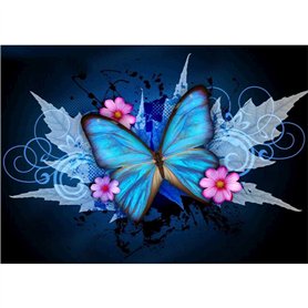 LAZODA DIY 5D Full Drill Diamant Peinture Strass Broderie Point De Croix Arts Craft pour la Décoration de La Maison Bleu Papillo
