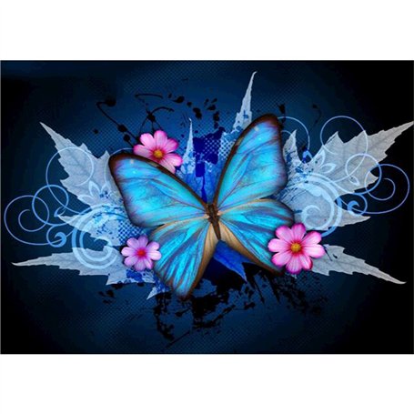 LAZODA DIY 5D Full Drill Diamant Peinture Strass Broderie Point De Croix Arts Craft pour la Décoration de La Maison Bleu Papillo
