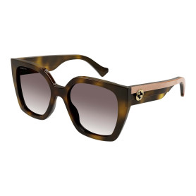 Gucci Lunettes de Soleil GG1300S Havana/Brown Shaded 55/19/145 femme