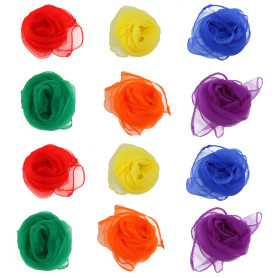 NUOLUX Multi-Color Foulards Ourlé Jonglage Foulards Danse 12pcs (couleur assortie)