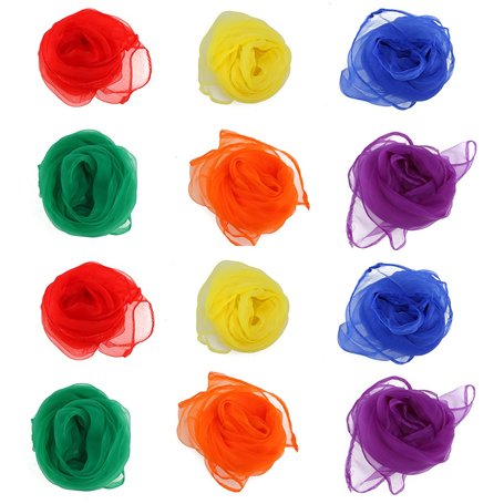 NUOLUX Multi-Color Foulards Ourlé Jonglage Foulards Danse 12pcs (couleur assortie)