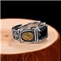 CYSJ Bague, Vintage Véritable 925 Argent Sterling Bague en Pierre Noire Homme Femme Vierge Marie Anneaux Zircone Cubique Onyx Bi