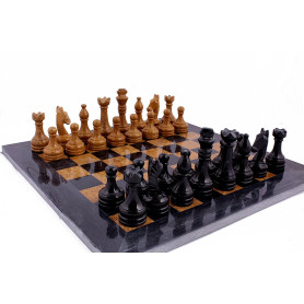 Jeu d'échecs Complet Radical 16 Pouces Fait à la Main en marbre Noir et doré Original fabriqué à la Main