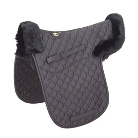 Merauno Lamb Skin GP/Jumping Half Lined Numnah Tapis de selle en peau d'agneau Noir (D)