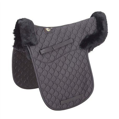 Merauno Lamb Skin GP/Jumping Half Lined Numnah Tapis de selle en peau d'agneau Noir (D)