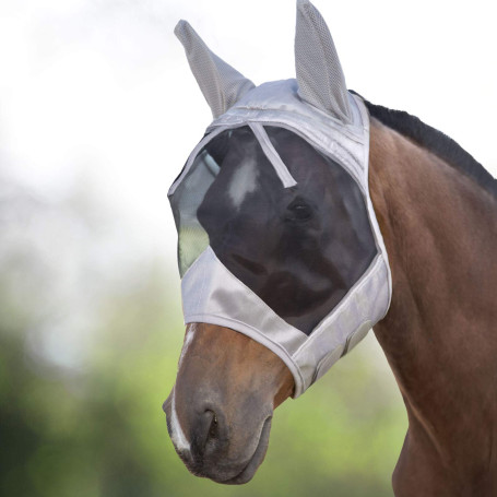Harrison Howard Caremaster Masque anti-mouches intégral pour cheval Protège visage nez et oreilles Polaire en nylon rembourré Pr