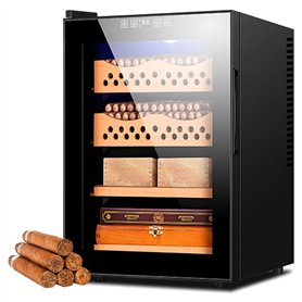 WHRAOY 50L Cave À Cigares(Peut Stocker 200 À 300 Cigares) - avec Refroidissement - Étagères en Bois De Cèdre