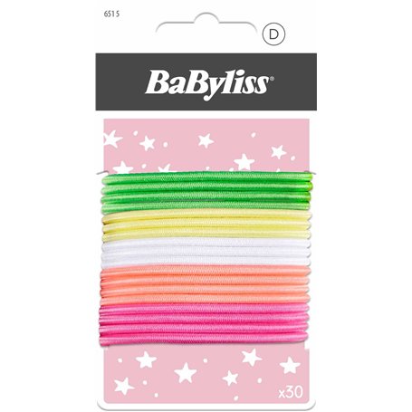 Babyliss - Elastiques cheveux - Couleurs aléatoires - Pack de 30 élastiques