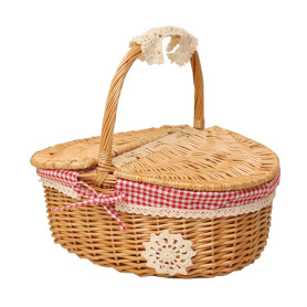 MRTURK Panier Picnic Handmade Picnic Basket with Handle